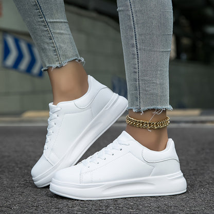 Sneaker Damen weiß – Kunstleder Low-Top Schuhe für Alltag & Freizeit