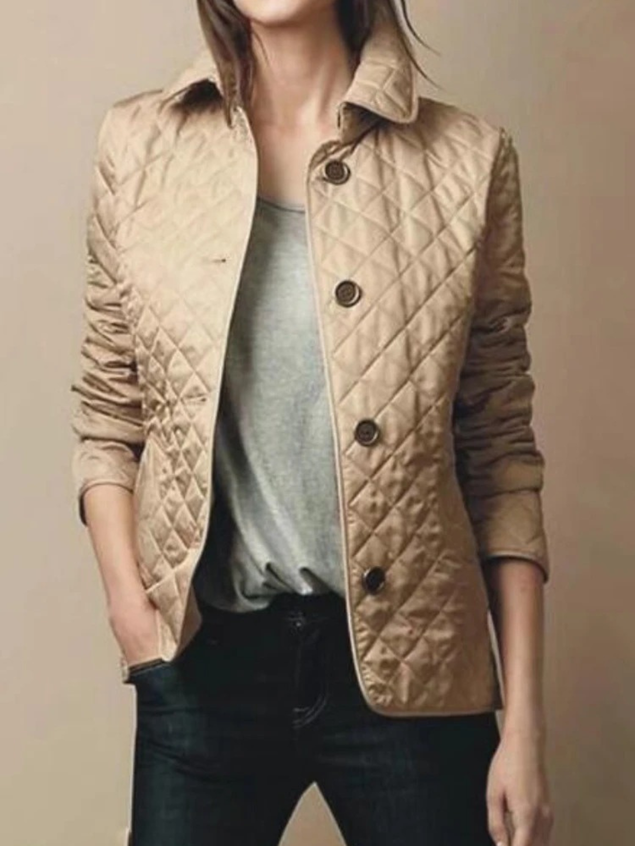 Steppjacke Damen – Freizeitjacke mit Umlegekragen für Übergang