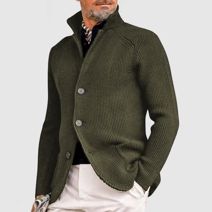 Men's Cardigan with button placket & rib pattern