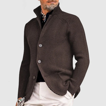 Men's Cardigan with button placket & rib pattern