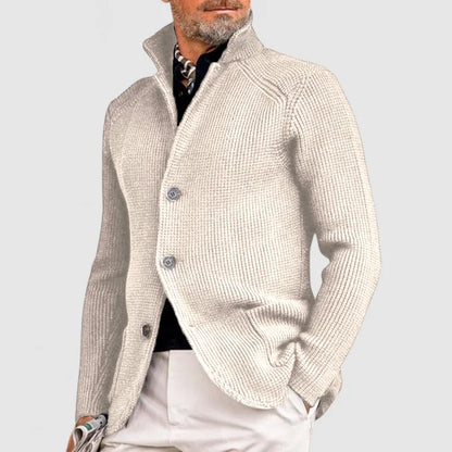 Men's Cardigan with button placket & rib pattern
