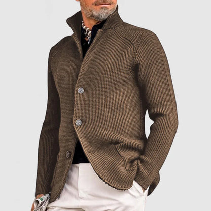 Men's Cardigan with button placket & rib pattern