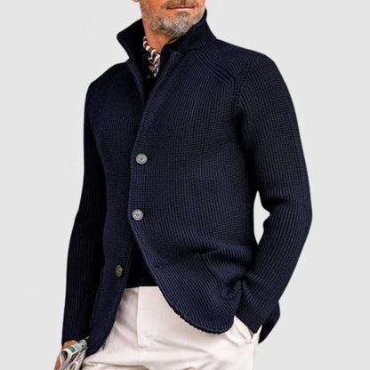 Men's Cardigan with button placket & rib pattern