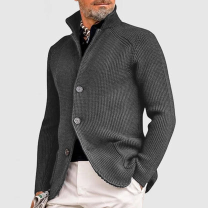 Men's Cardigan with button placket & rib pattern